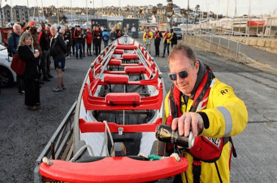 RNLI Penlee Lifeboat coxswain Patch Harvey names the new Penzance & Newlyn pilot gig