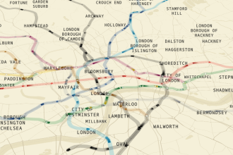 Real-time live London underground map displays exact tube train locations and arrival times