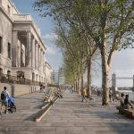 Exterior view of London's historic Custom House, soon to be redeveloped into a hotel with public galleries, exhibition spaces, and a riverside terrace