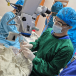 Mahi Muqit of London’s Moorfields Eye Hospital performing surgery in an operating theatre in Bangladesh