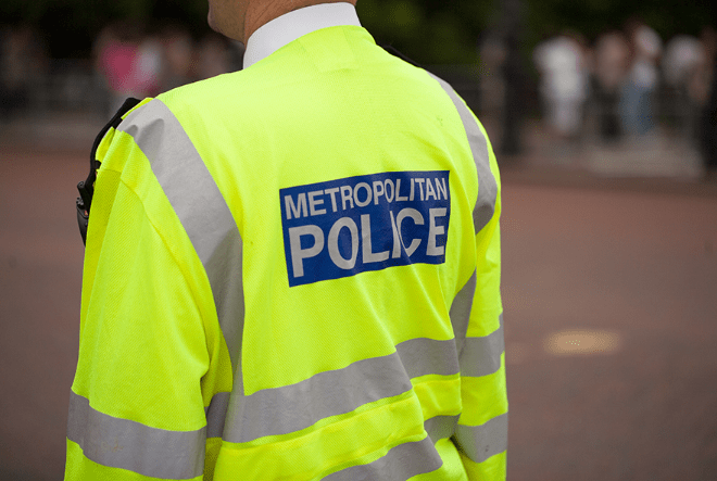 Metropolitan Police officers on patrol as force announces cuts to 1,700 roles amid a £260 million budget deficit in London.