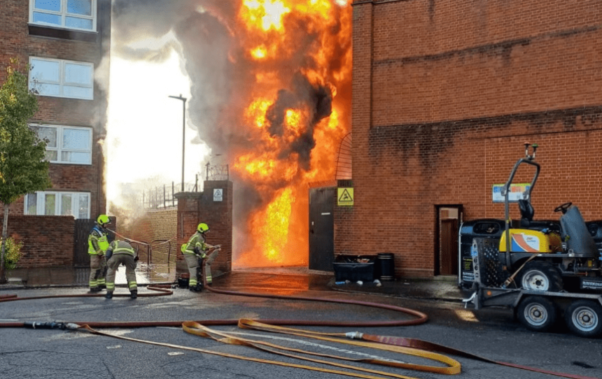 The fire at an electrical substation in Maida Vale, west London