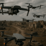 Drone attack in war zone