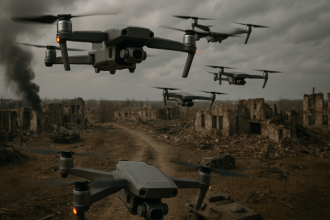 Drone attack in war zone