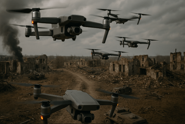 Drone attack in war zone