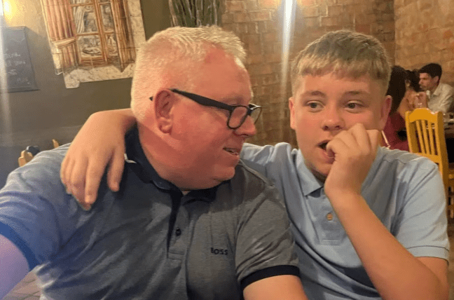 Harvey with his father Mark