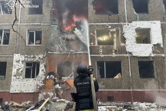 Drone strike in Chernihiv