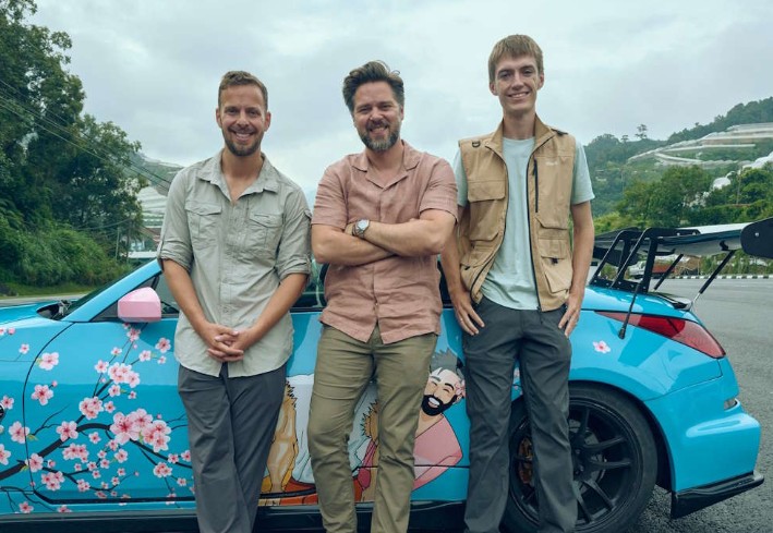 Francis Bourgeois alongside co-hosts Thomas and James